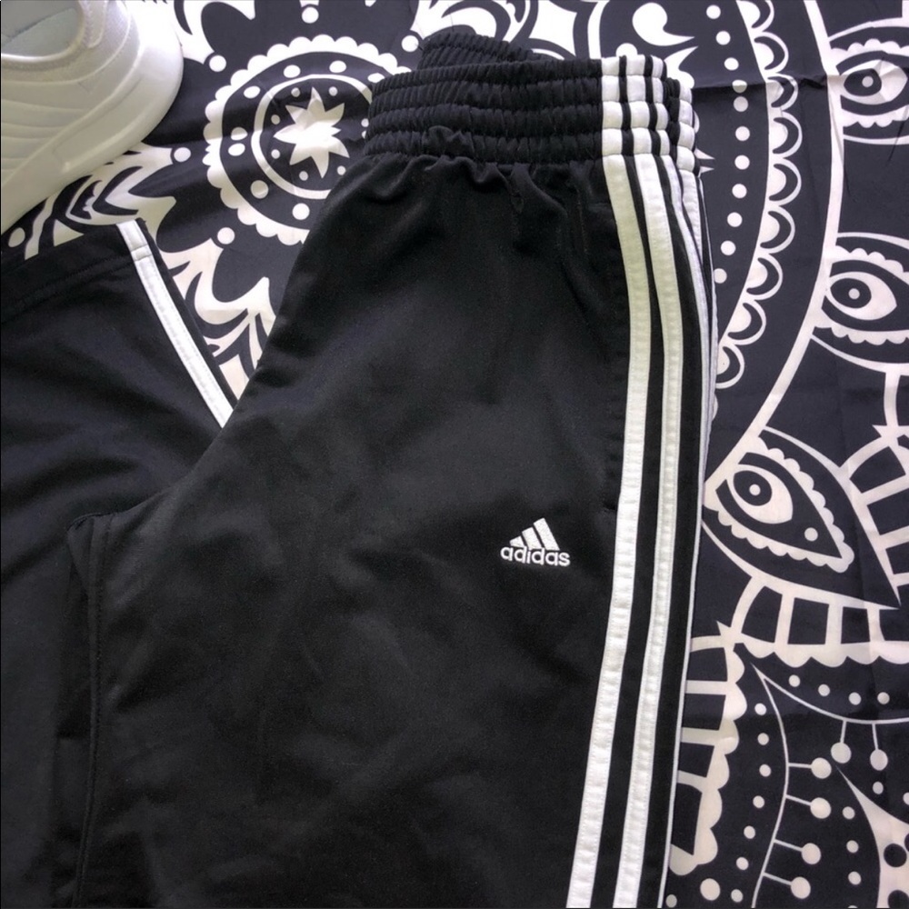 Black & White Three Stripe Adidas Sweats